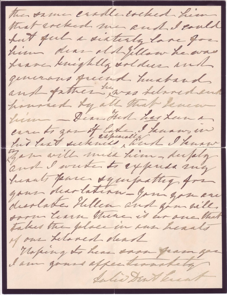 GRANT, JULIA DENT. Autograph Letter Signed, to her sister-in-law, Helen Louise Lynd Dent (My dear Helen),